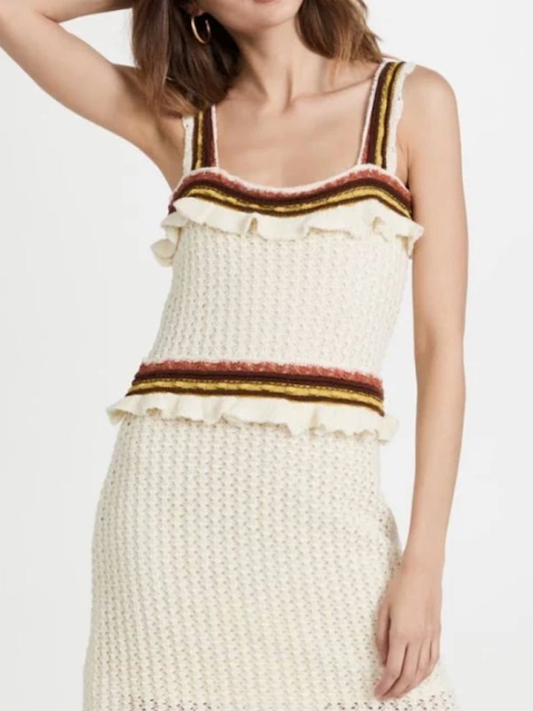 Nwt Line & Dot Mia Crochet Mini Dress Off White Size M